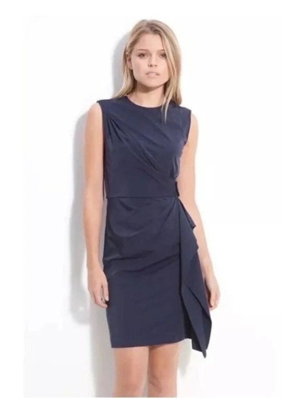 Diane Von Furstenberg DVF Alba Sheath Dress Black Sleeveless Silk blend 10